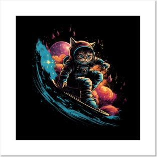Cosmic Cat Surfer Posters and Art